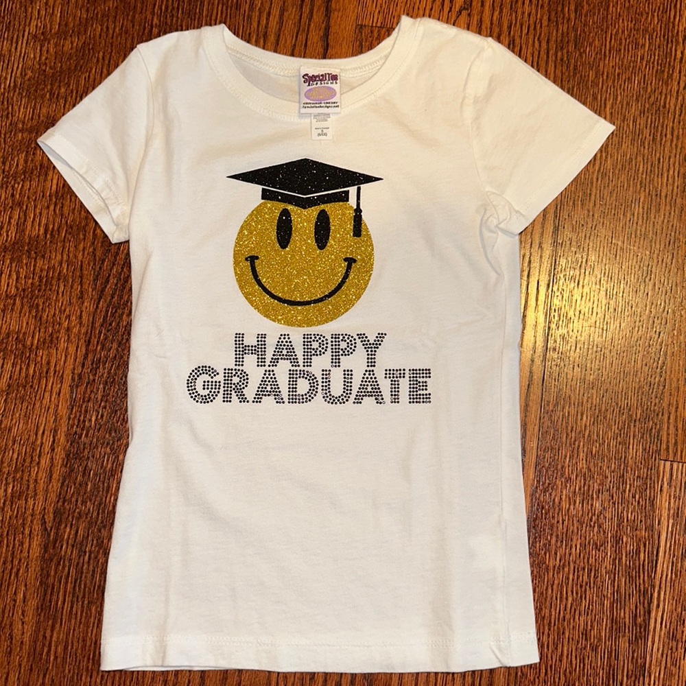 Happy Graduate white T-shirt - size child S (6 /6X)